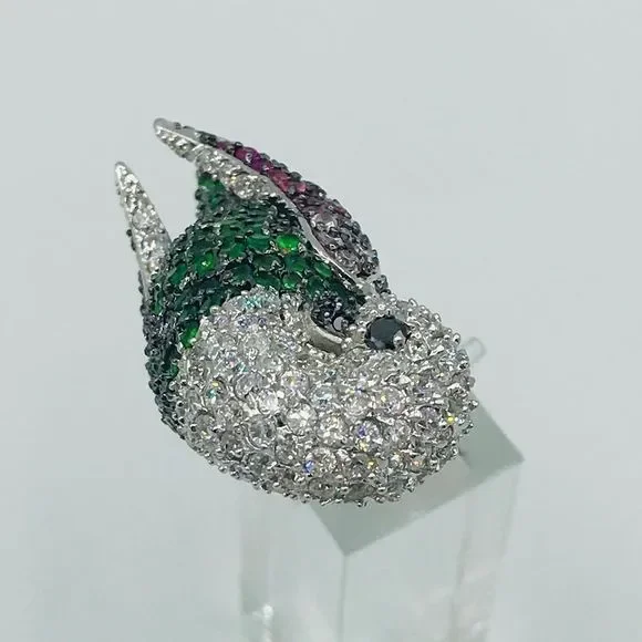 NEW RHODIUM PLATED CZ PARROT RING - Picture 7 of 16